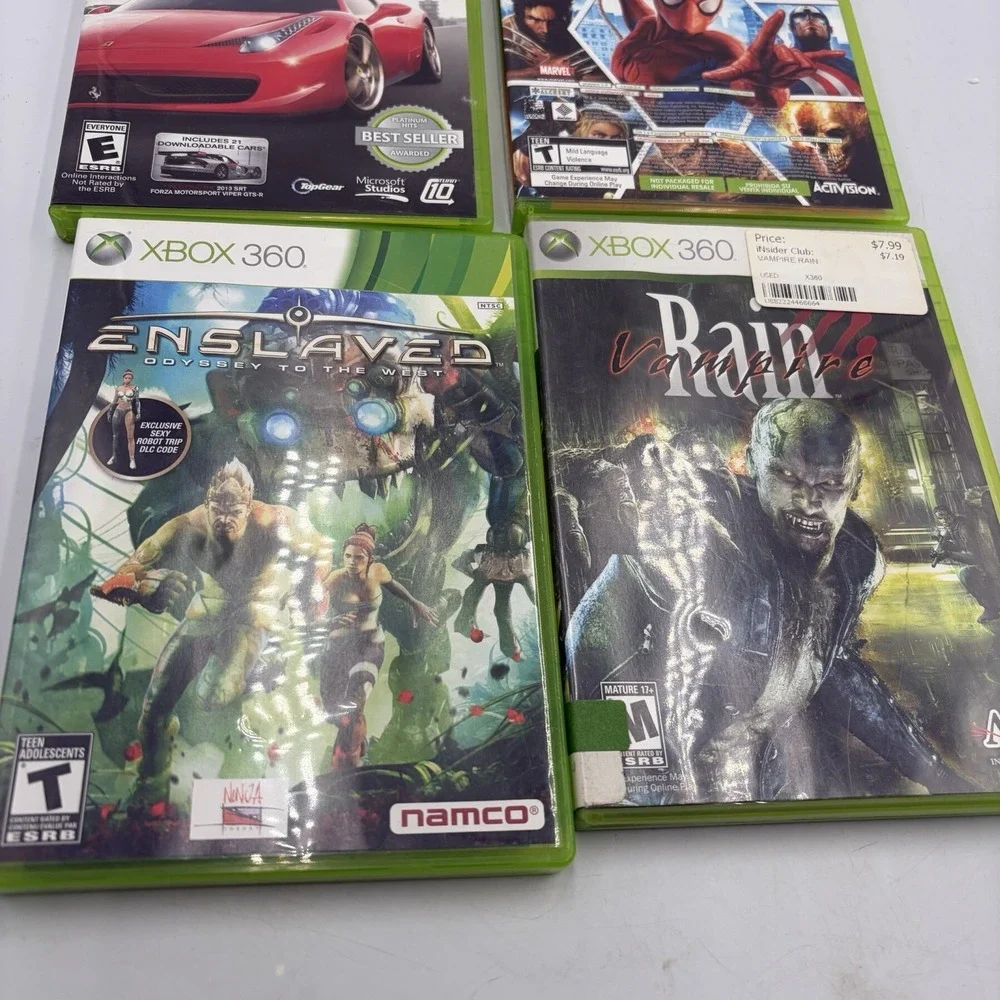 xbox 360 games Forza 4 &2 Marvel Alliance Enslaved Vampire Rain